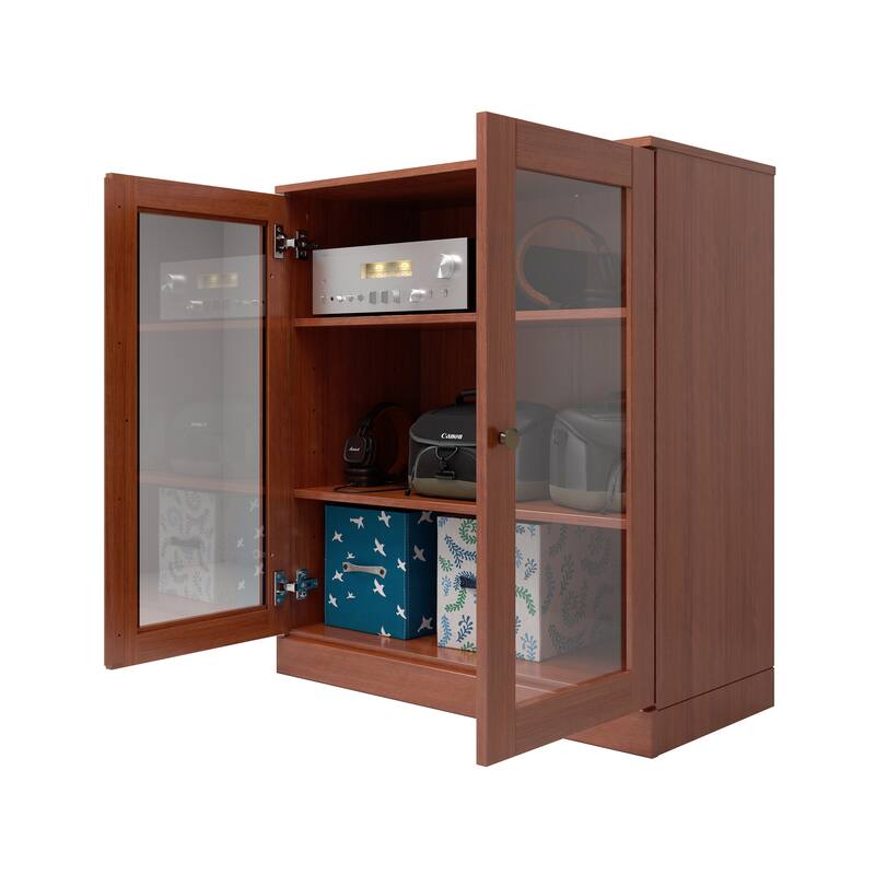 Palace Imports 100% Solid Wood TV Stand with Clear Glass Doors for TVs up to 32"