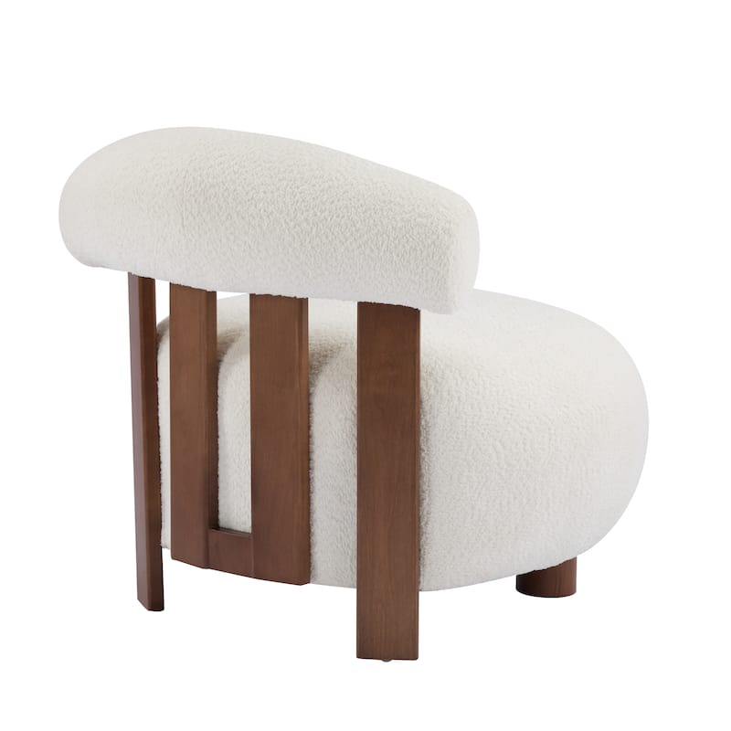Christopher Knight Home - Modern Boucle Fabric Accent Chair, Soft Upholstery and Solid Wood Frame