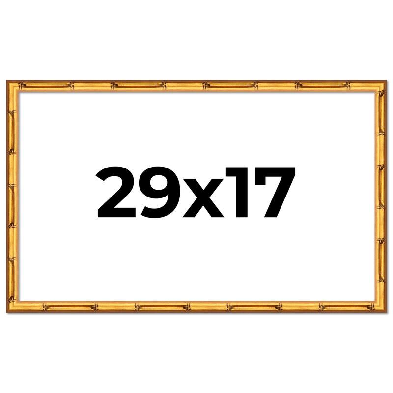 29x17 Frame Gold Bamboo Solid Wood Picture Frame | 1 Inch Moulding