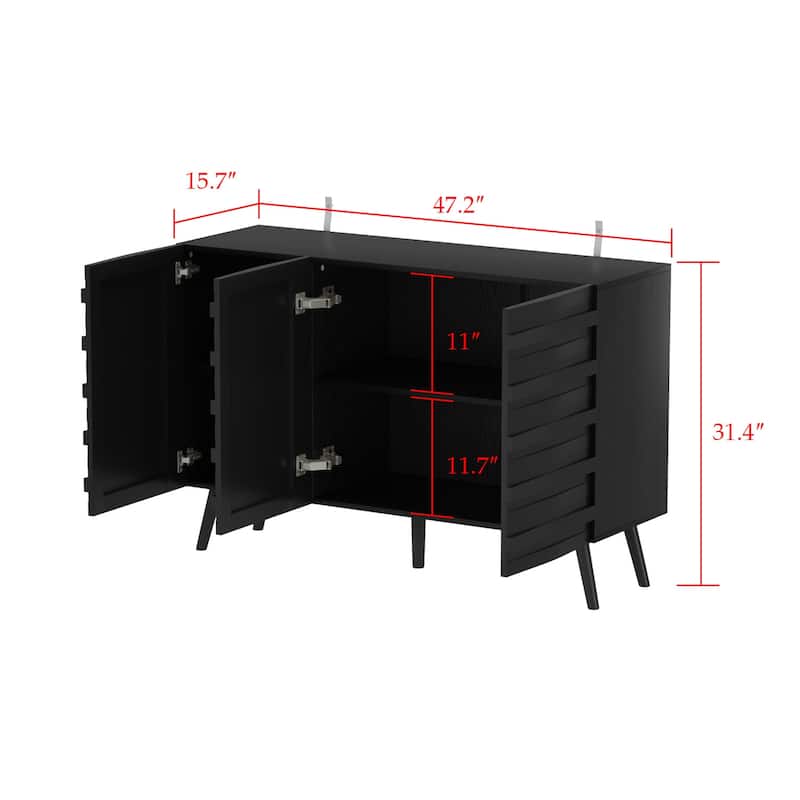 Contemporary Buffet Cabinet Side Table Bookshelves Lacquer Carved Door
