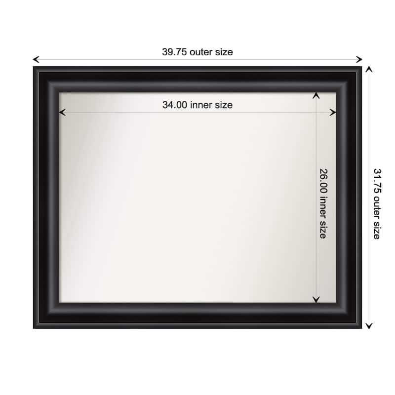 Grand Black Framed Non-Beveled Custom Wall Mirror, Bathroom Vanity Mirror - Outer Size: 39.75 x 31.75