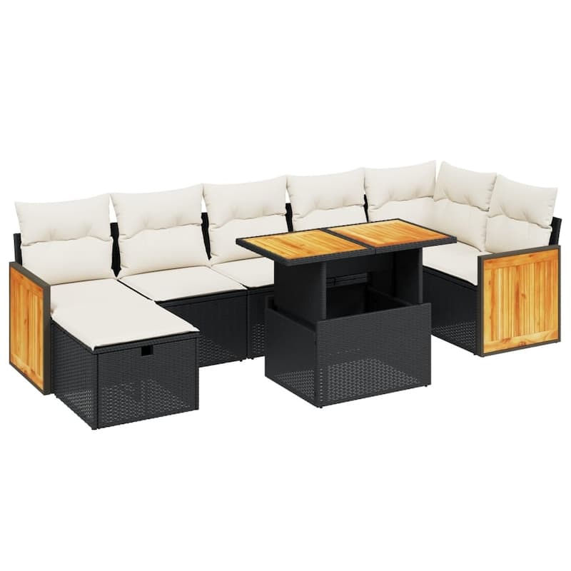vidaXL Patio Sofa Set with Cushions Outdoor Conversation Furniture Poly Rattan