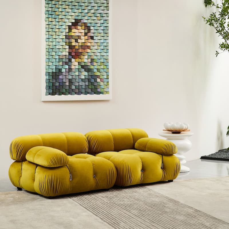 Breeley 76'' Velvet Upholstered Loveseat - Mustard Yellow