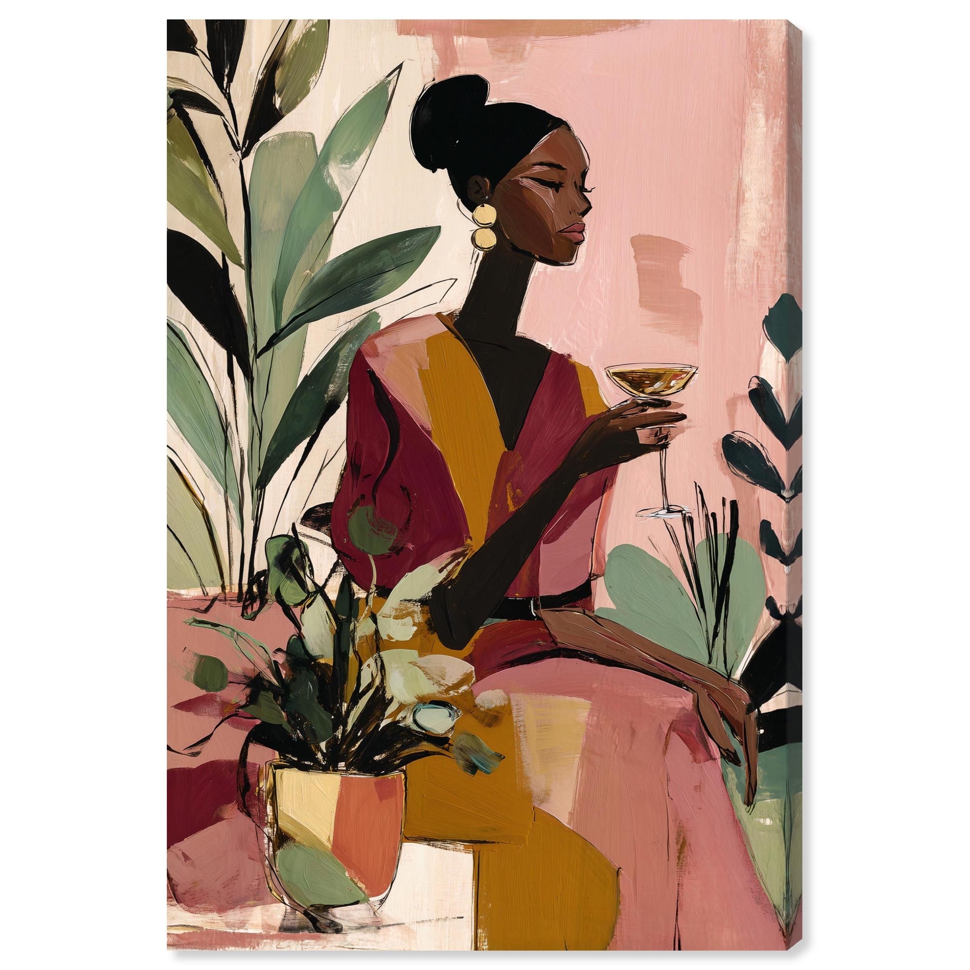 Drinks and Plants II Glam Wall Decor Wrapped Canvas Print by Art Remedy