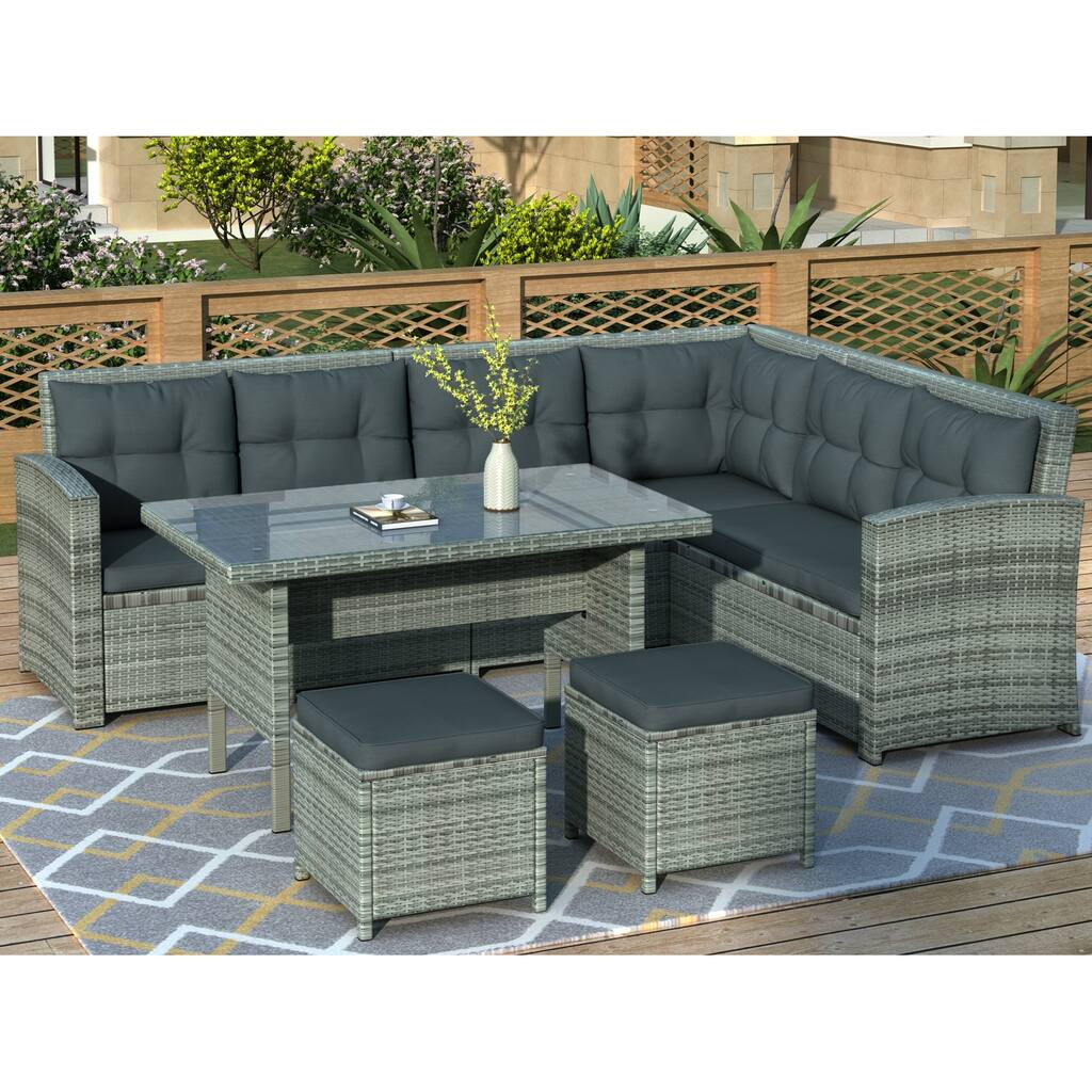 6 Piece Furniture Outdoor Sectional Sofa Perfect For Impromptu Parties Or A Comfortable Sleep On A Warm Afternoon