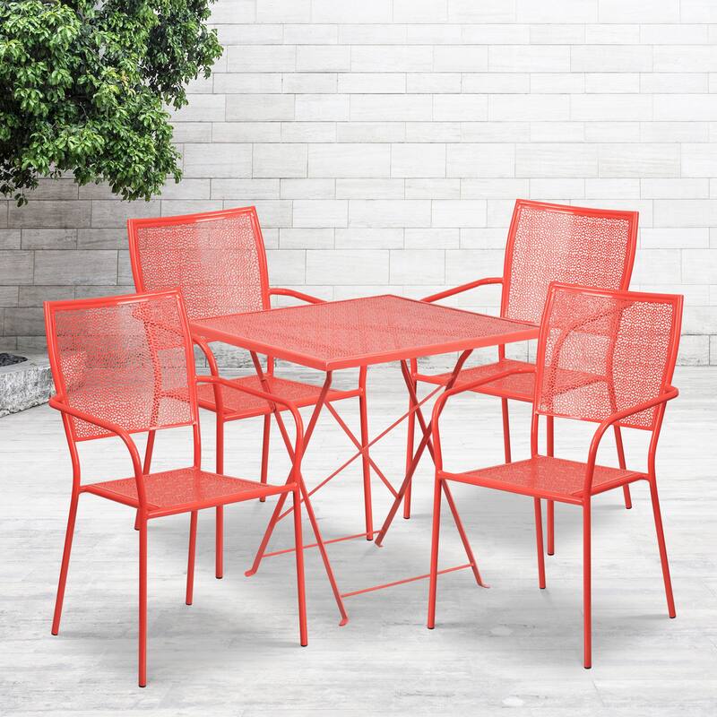28-inch Square 5-piece Indoor/ Outdoor Folding Table and Chairs Set