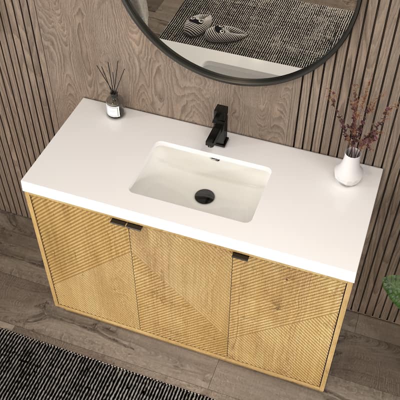 Milano 48" Freestanding Bathroom Vanity with White Acrylic Sink