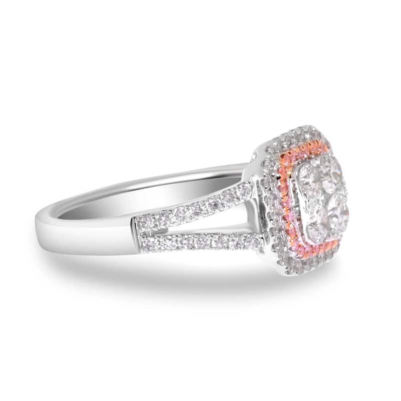 Gregg Ruth 14K Gold, White Diamond and Pink Diamond Engagement Ring Sz. 6.75