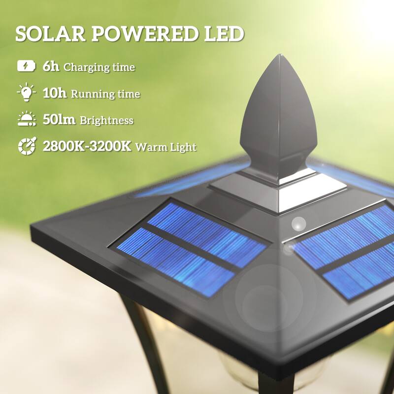 Outsunny 63" Solar Lamp Post Lights 2 Pack, Waterproof LED Solar Light Posts with Planter, Outdoor Lamps for Patio - Black