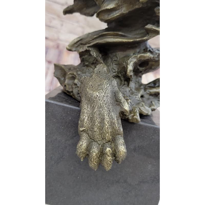 Hand Made African Lion Bust Museum Quality Bronze Sculpture By Barye Figurine