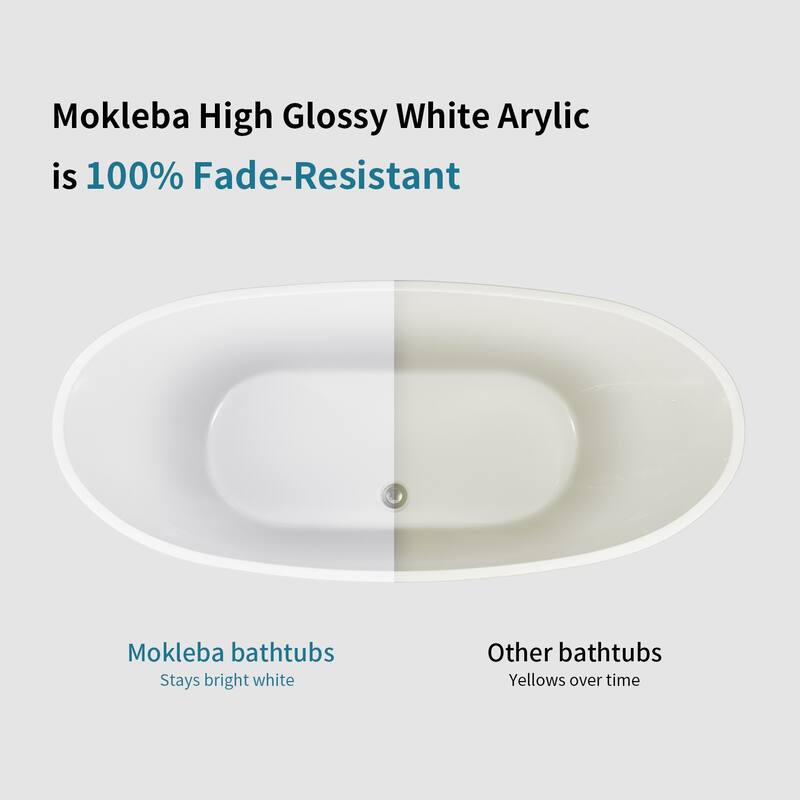GIVINGTREE Acrylic Double Slipper Freestanding Soaking Bathtub Glossy White