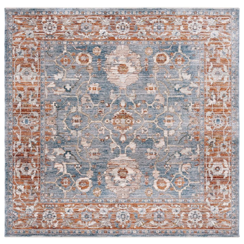 SAFAVIEH Heirloom Glynis Traditional Oriental Rug - 6'3" Square - Grey/Blue Rust