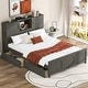 preview thumbnail 3 of 22, Full Platform Bed with 2-Drawers, Storage Headboard and Sliding Door, Grey