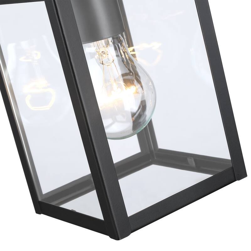 11"H 1-Light Matte Black Outdoor Wall Lantern Sconce (2-Pack) - Matte Black - 2-Pack