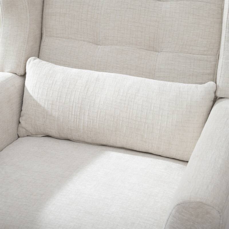 Modern Chenille Upholstered Armchair with Pillow and Solid Wood Leg