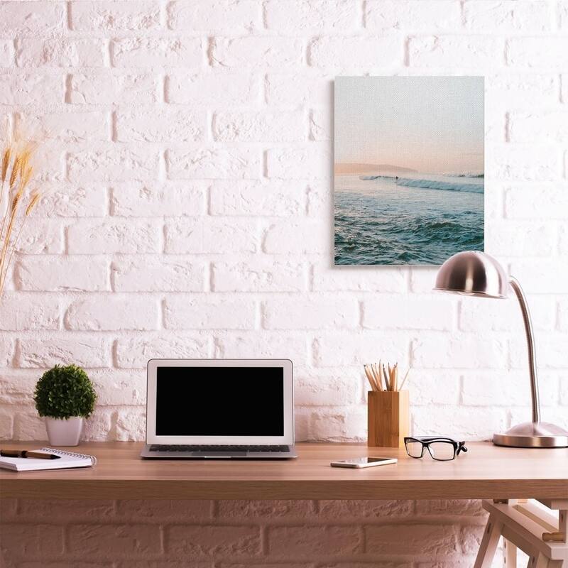 Stupell Surfing the Tide Beach Wave Photograph Canvas Wall Art - Blue