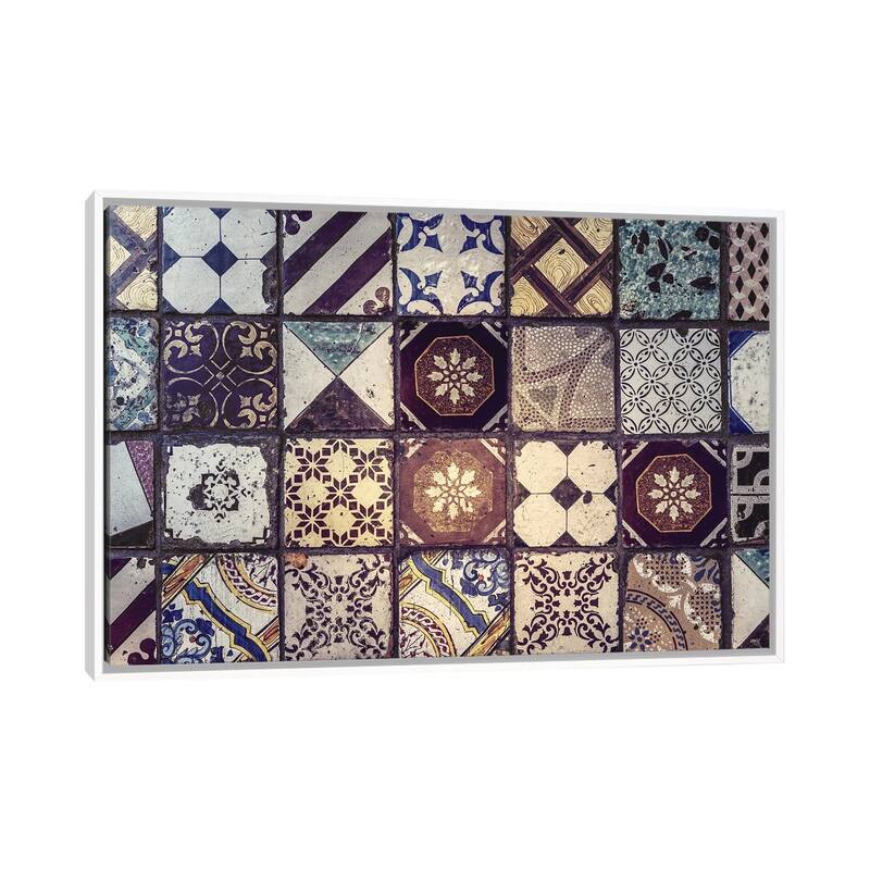 iCanvas "Antique Decorative Floor Tiles" by Jane Rix Framed - White - 18x26
