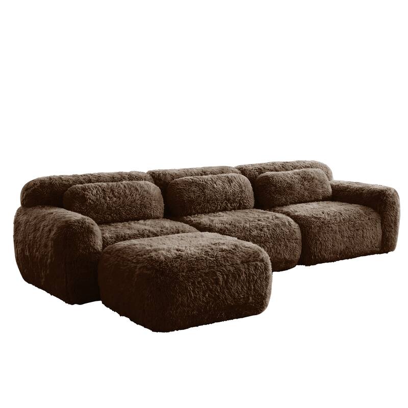 Homy Casa Chocolate Plush Fabric Non-Slip Modular Floor Sofa Sectional