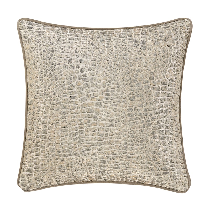 J. Queen New York Habitat 18" Square Decorative Throw Pillow - Accent - Polyester - Pewter