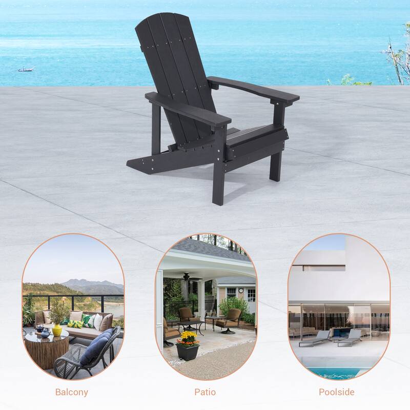 BONOSUKI Patio Adirondack Chair w/Cupholder,Weather Resistant-Set of 4