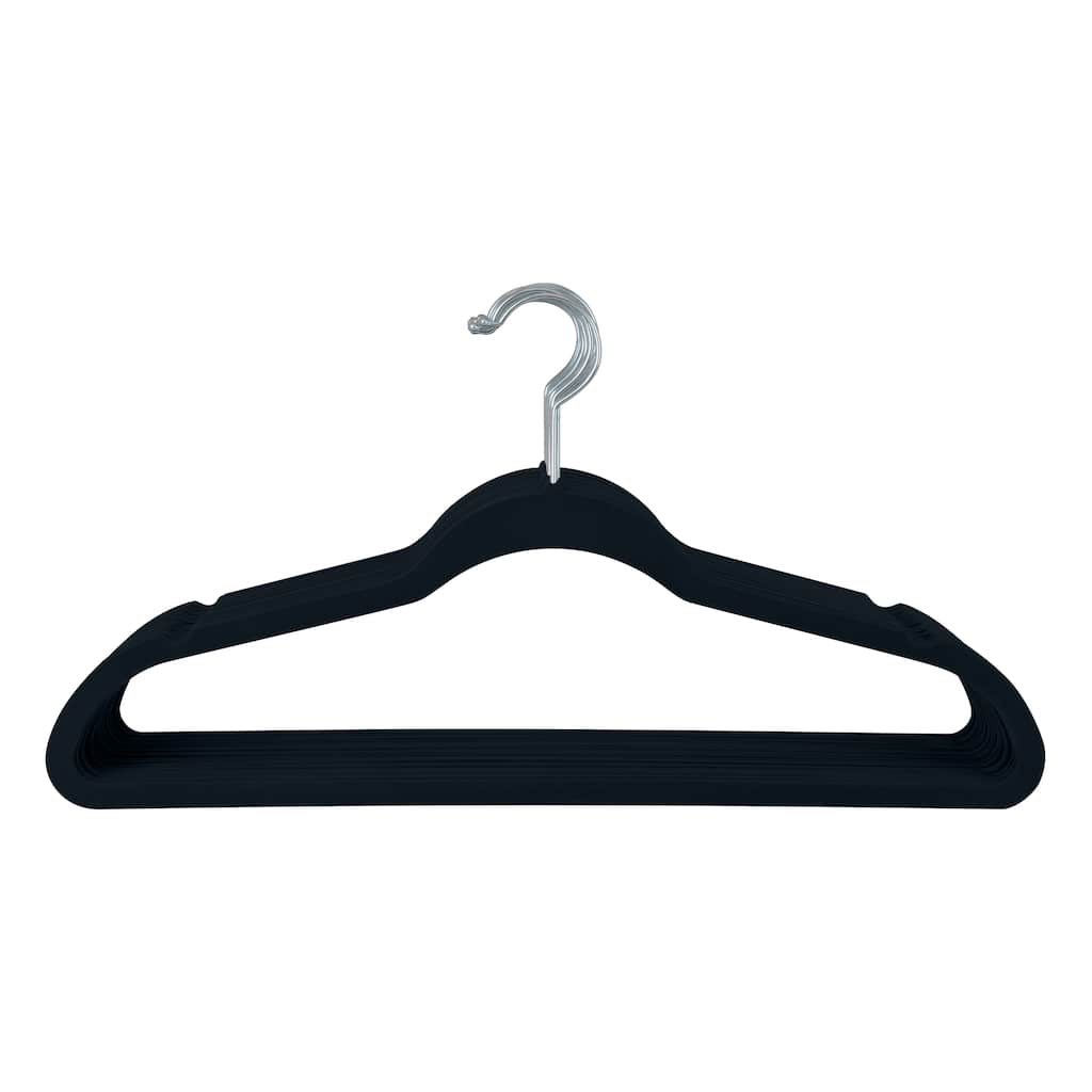 Simplify 25 Pack Slim Velvet Suit Hangers in Black - 9"x 17.70" x 0.16"