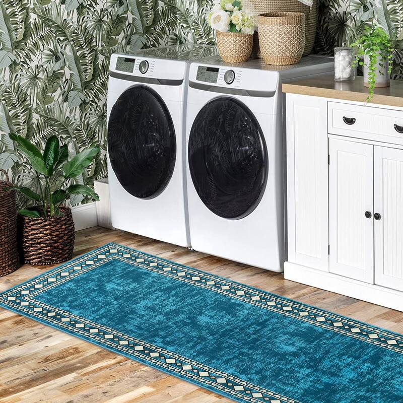 Garvee Machine Washable Rug Modern Bordered Area Rugs