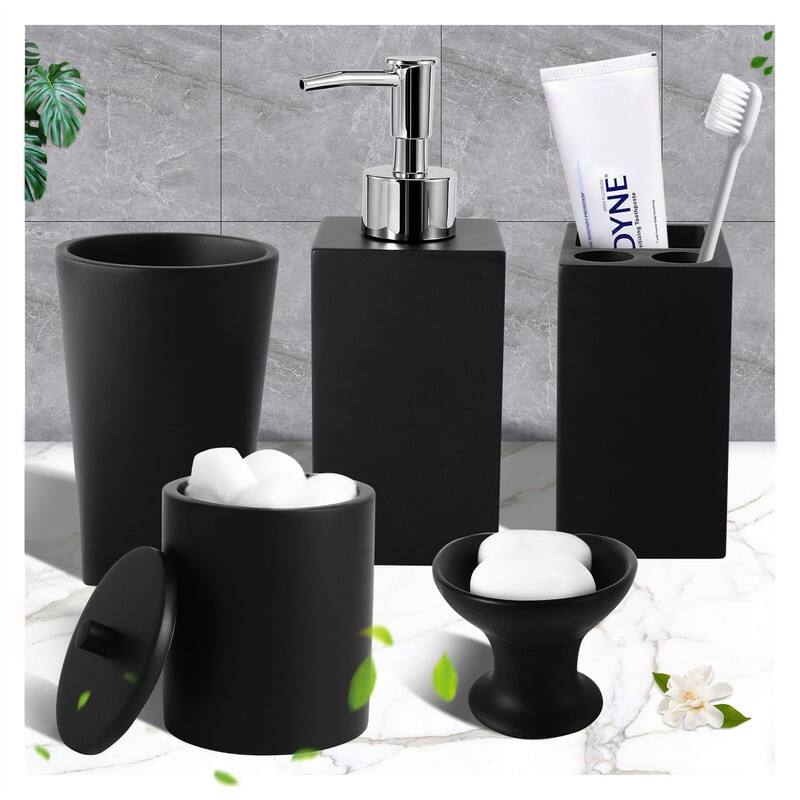5Pcs Resin Pink Bathroom Sets