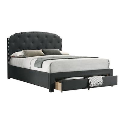 Linen Upholstered Queen Bed with 1 Drawer