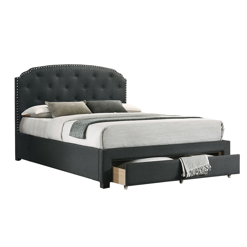 Linen Upholstered Queen Bed with 1 Drawer