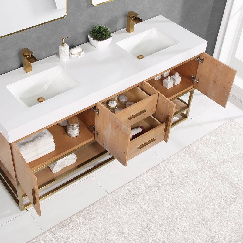 Altair Bianco Bath Vanity with White Composite Stone Top,no Mirror