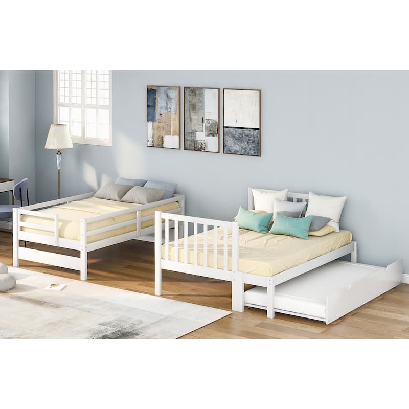 Twin over Twin/Full Bunk Bed with Twin Size Trundle (Gray)(OLD SKU :LP000025AAE)
