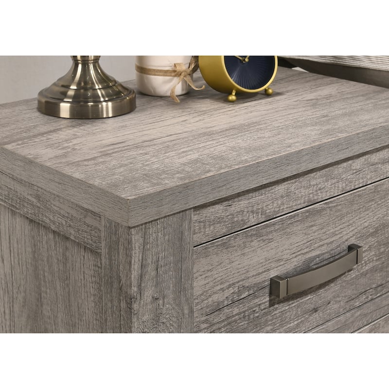 Roundhill Furniture Floren Contemporary Weathered Gray Wood Two-Drawer Nightstand