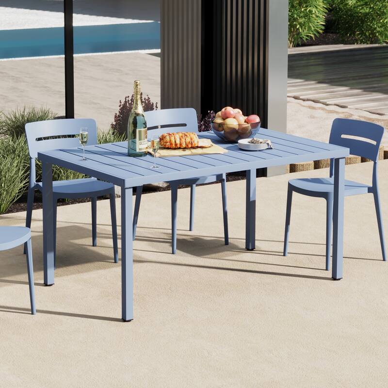 Frond and Form 59 Inch By 35.4 Inch Outdoor Steel Rectangular Dining Table