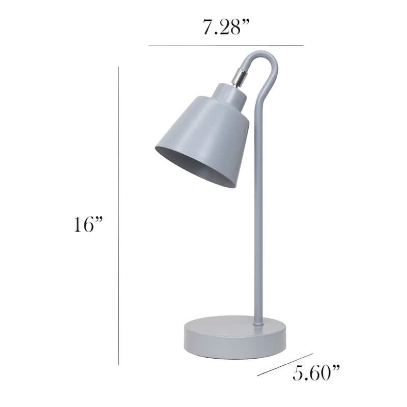 Metal Desk Lamp with Looped Arm and Adjustable Cone Shade