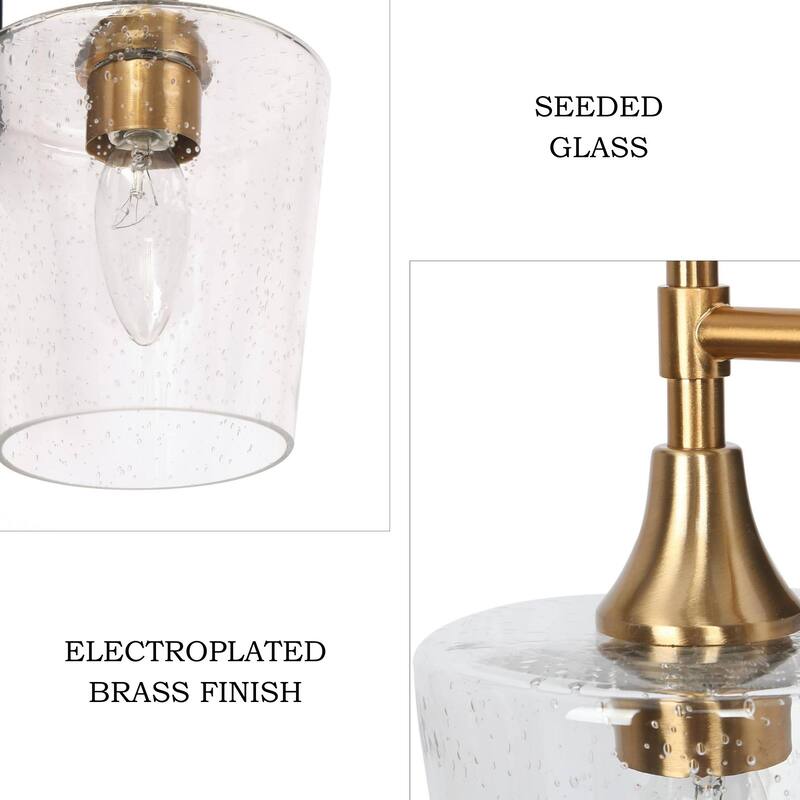 Kahlil Modern Black Gold 2-Light Bathroom Vanity Light Dimmable Wine Glass Wall Sconces - 13.5"L X 6.5"W X 12"H