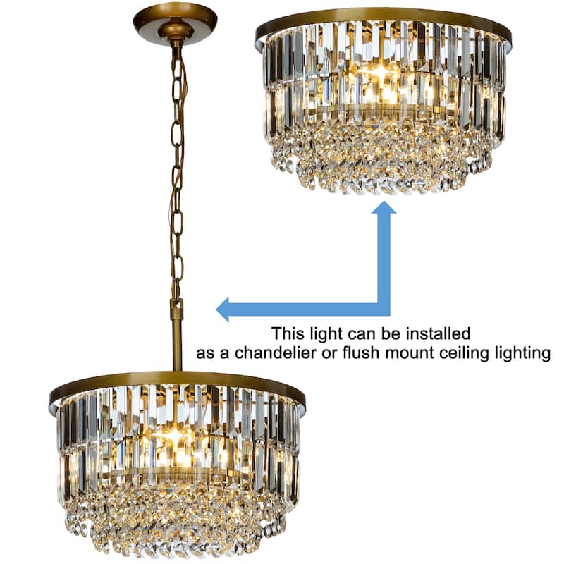 Modern Glam Gold Round Crystal Chandelier