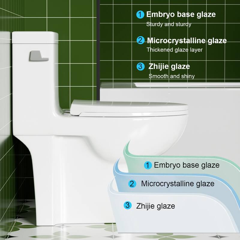 Anmytek One Piece Elongated Toilet Tornado Flush 1000g MAP ADA 17 Inch Soft Closing Seat 1.28 GPF Side Press