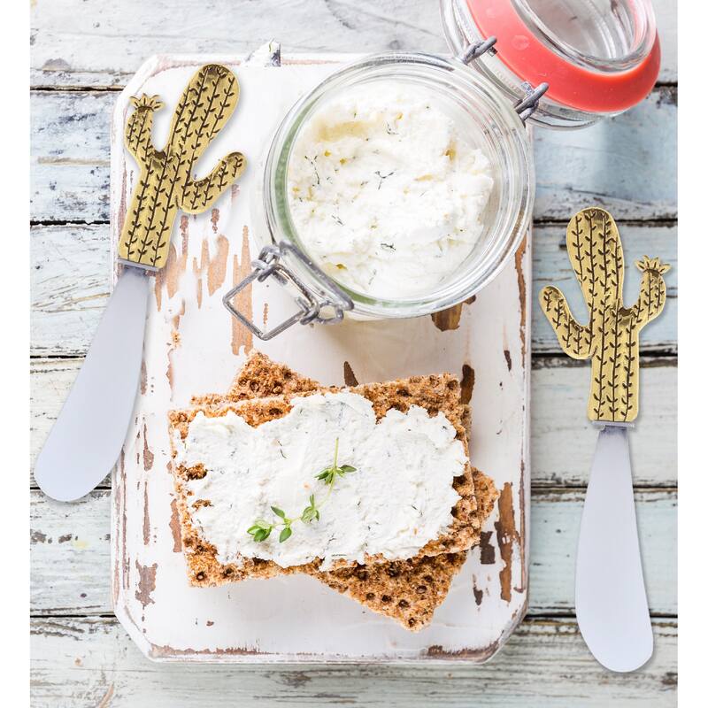KitchaBon Gold Stainless Steel Cheese Spreader Set of 2 - Cactus