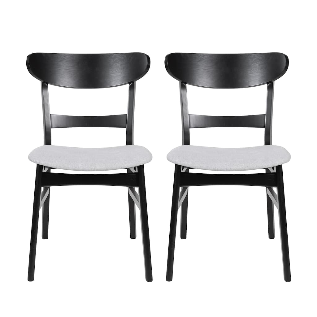 Cole Dining Chair Set of 2, Curved Open Back, Gray Padded Seat, Black