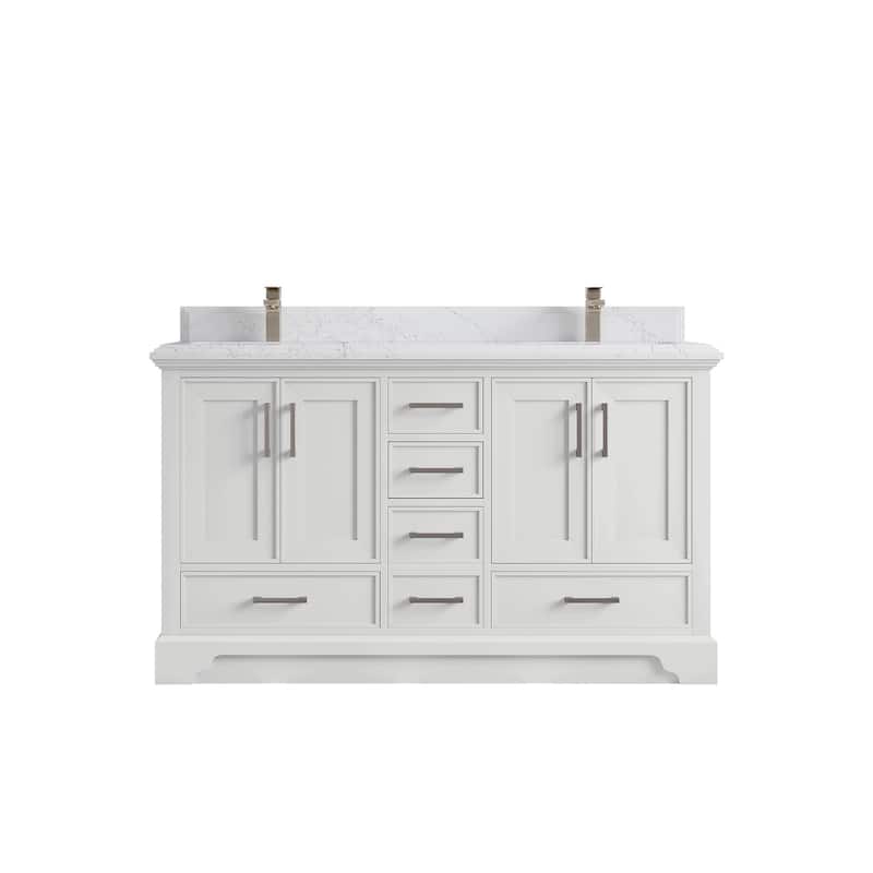 Willow Collections 60 in. W x 22 in. D Charlotte Double Sink Bathroom Vanity with Countertop - 1.5”Empira White - White