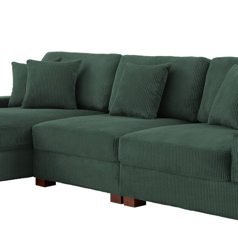 Upholstered Oversized Modular Sectional Sofa Set Corduroy Sleeper Sofa With Chaise
