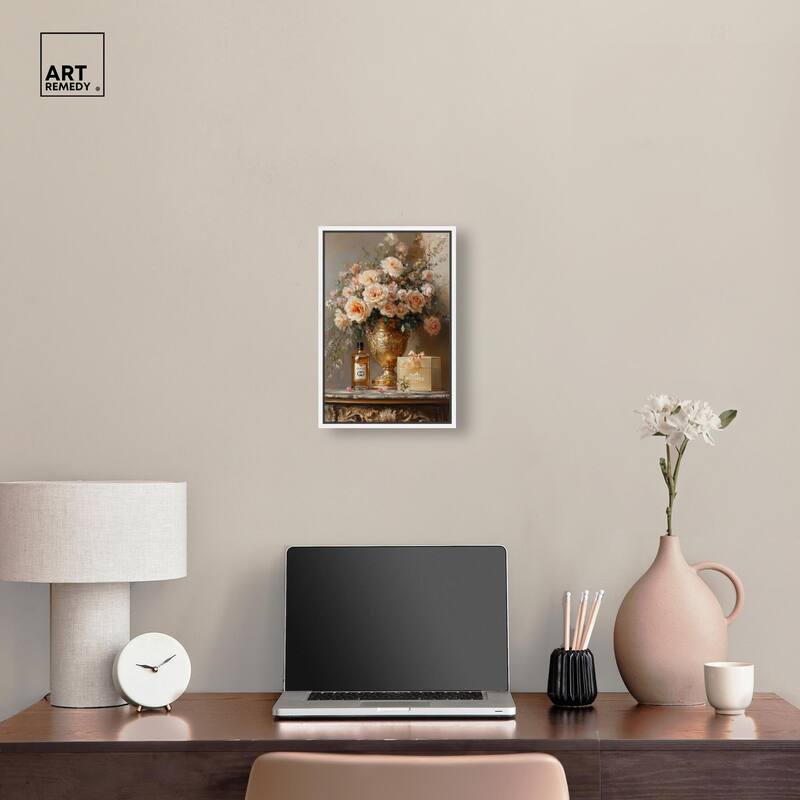 Classical Vase Tans and Floral Canvas by Art Remedy