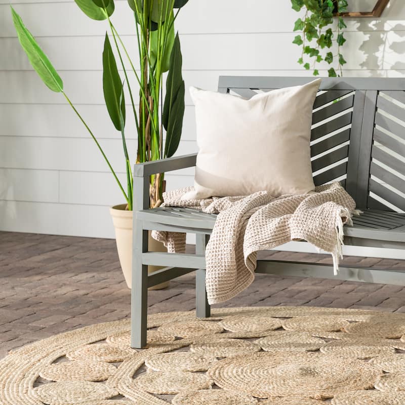 Walker Edison Acacia Wood Outdoor Chevron Love Seat