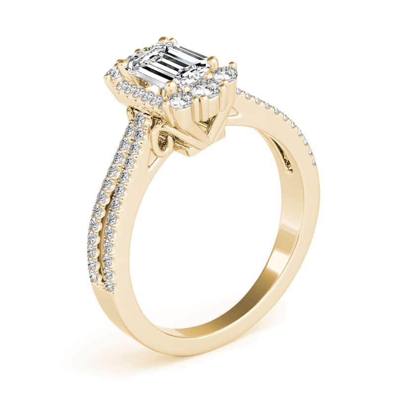 Auriya 14k Yellow Gold Lab Grown Emerald Diamond Halo Engagement Ring 0.50 to 5.00 ct. tw. (F-G VS)