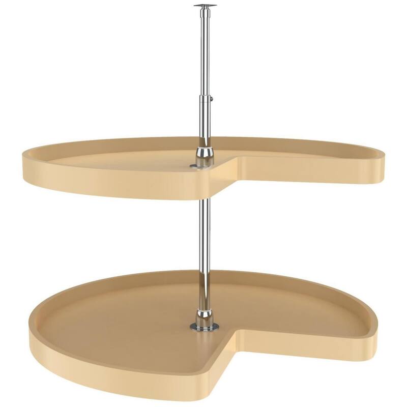 Rev-A-Shelf RAS Polymer 32 Inch Pie Cut 2 Shelf Lazy Susan Set with - Almond