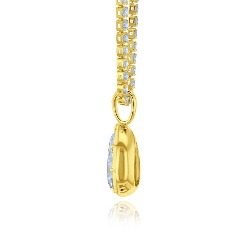 Kobelli 7.75 Carats Pear Diamond 14k Solid Gold Luxury Vivi Tennis Necklace (Certified, EF/VS) - White Diamond