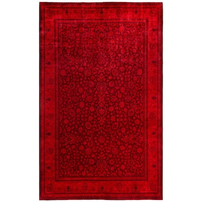 Overdyed One-of-a-Kind Hand-Knotted Area Rug - Red - 8' 0" x 12' 5"