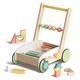 preview thumbnail 1 of 4, Wooden Baby Walker with Building Blocks, Push Toys for Babies Learning to Walk - BROWN