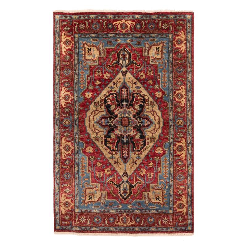 ECARPETGALLERY Hand-knotted Serapi Heritage Dark Red Wool Rug - 2'7 x 4'0