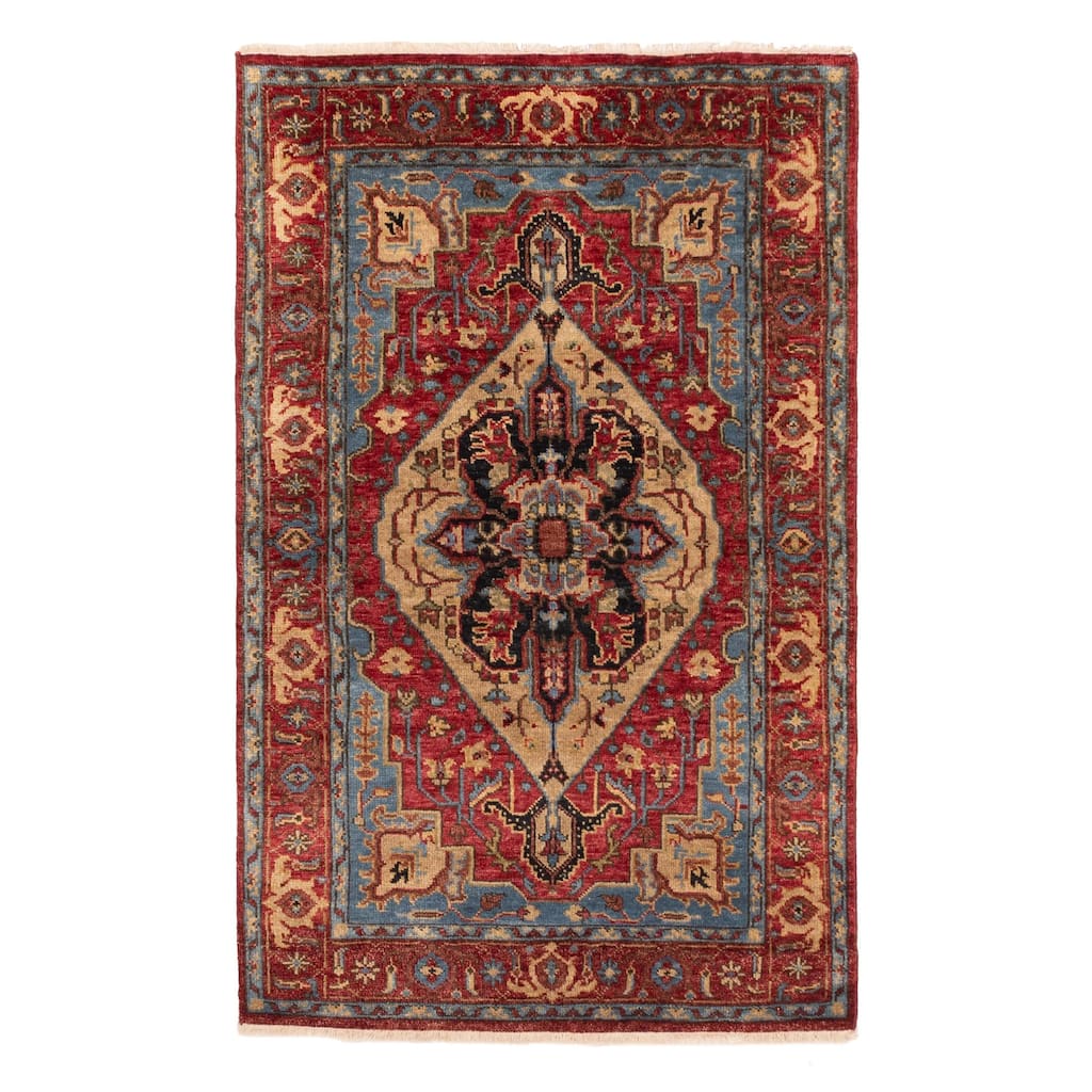 ECARPETGALLERY Hand-knotted Serapi Heritage Dark Red Wool Rug - 2'7 x 4'0